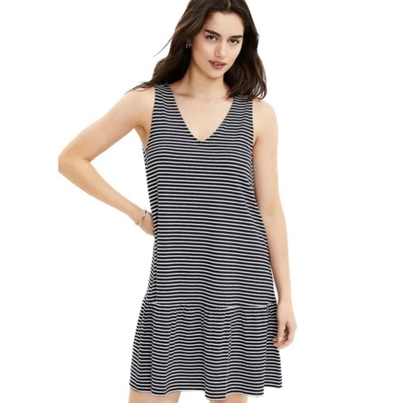 Loft Black and White Striped Sleeveless Dress Size Medium - Picture 1 of 5